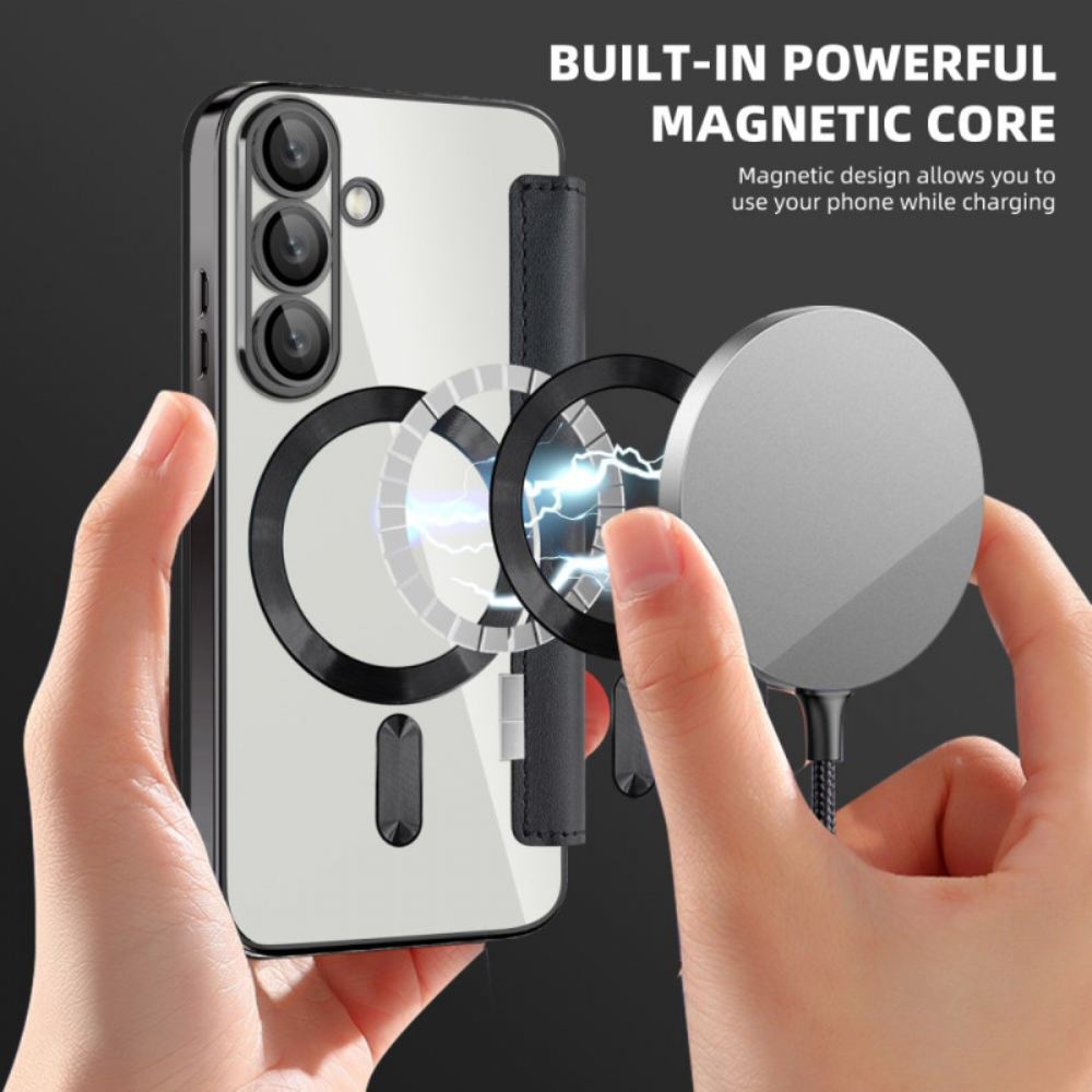 Kožené Pouzdro Folio Na Samsung Galaxy S25 5g Kožený Efekt Kompatibilní S Magsafe A Rfid Blokováním