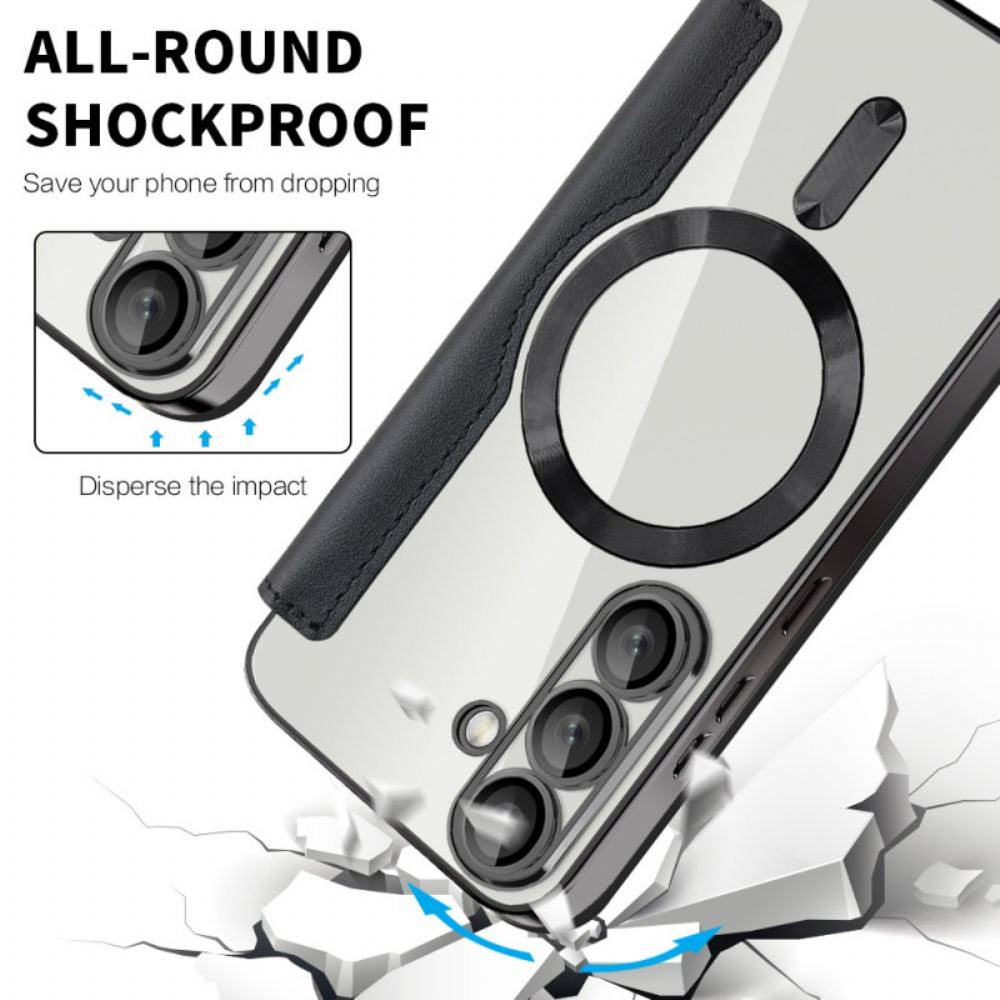 Kožené Pouzdro Folio Na Samsung Galaxy S25 5g Kožený Efekt Kompatibilní S Magsafe A Rfid Blokováním