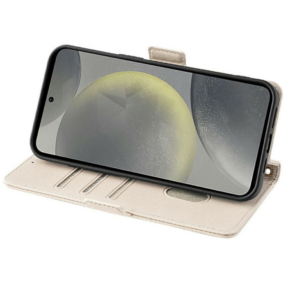 Kožený Kryt Na Samsung Galaxy S25 5g Kovová Spona Na Řemínek