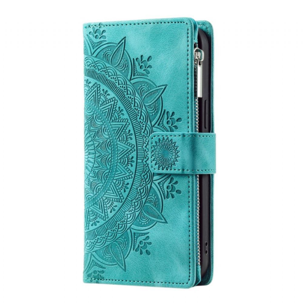 Kožený Kryt Na Samsung Galaxy S25 5g Peněženka S Mandalovým Semišovým Efektem