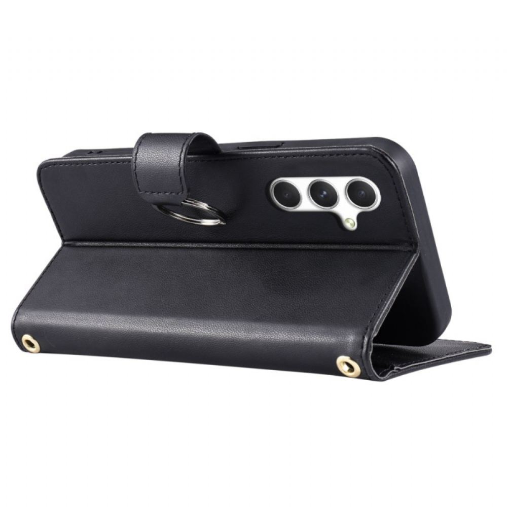 Kožený Kryt Samsung Galaxy S25 5g Kruhový Kroužek A Řemínky