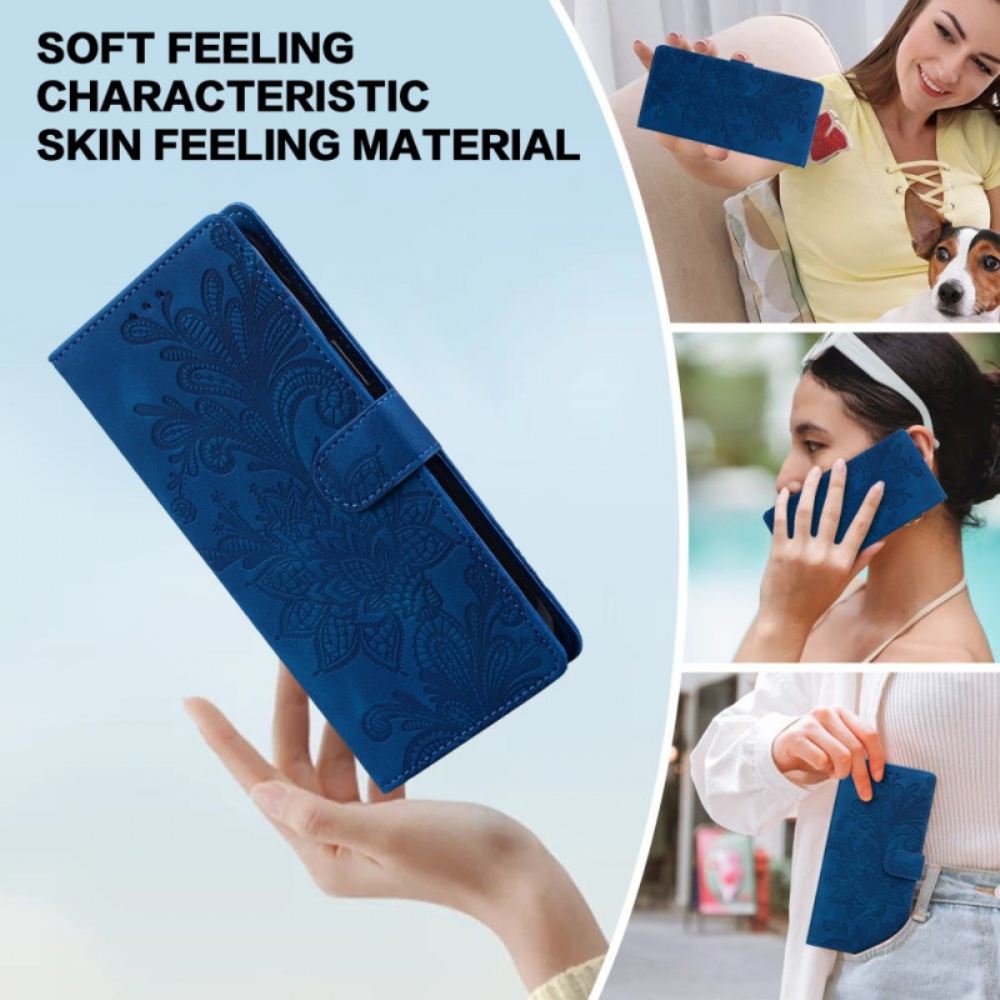 Kožený Kryt Samsung Galaxy S25 5g Květinový Krajkový Vzor