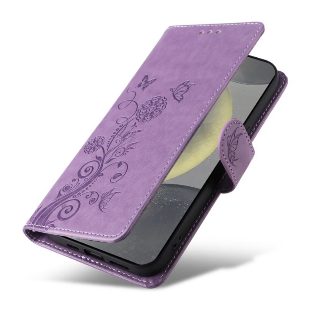 Kožený Kryt Samsung Galaxy S25 5g Malé Květiny