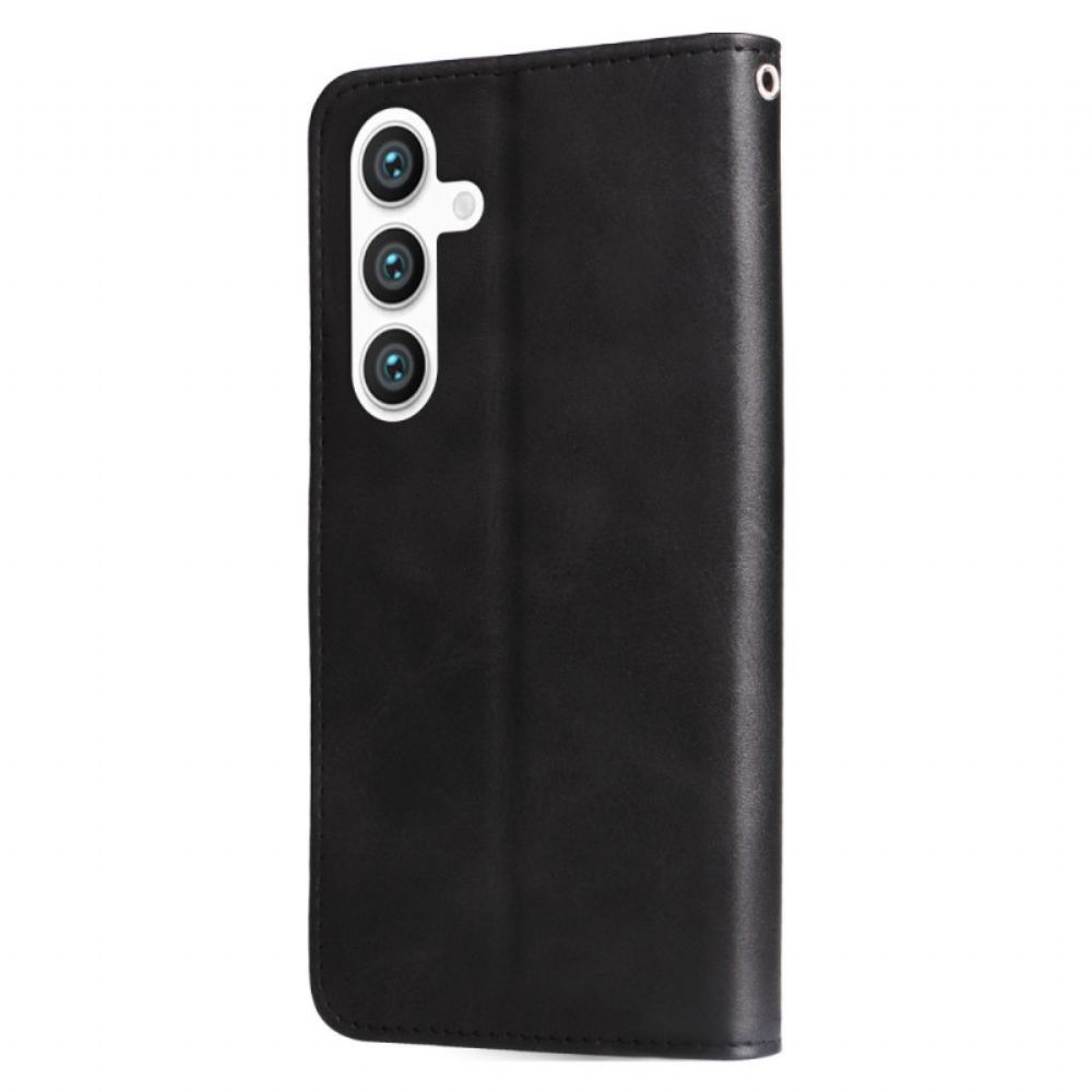 Kožený Kryt Samsung Galaxy S25 5g Peněženka Na Zip