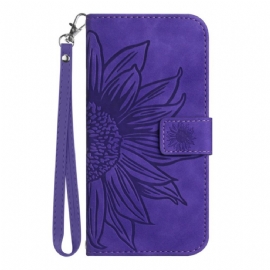 Kožený Kryt Samsung Galaxy S25 5g Slunečnicový Design S Popruhem