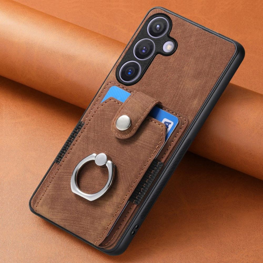 Kryt Na Samsung Galaxy S25 5g Pouzdro Na Karty S Prstenem A Efektem Kůže