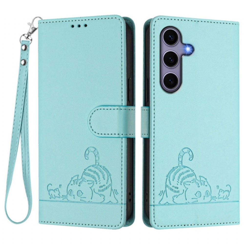 Peněženková Pouzdra Samsung Galaxy S25 5g Kočičí Scéna S Rfid Ochranou