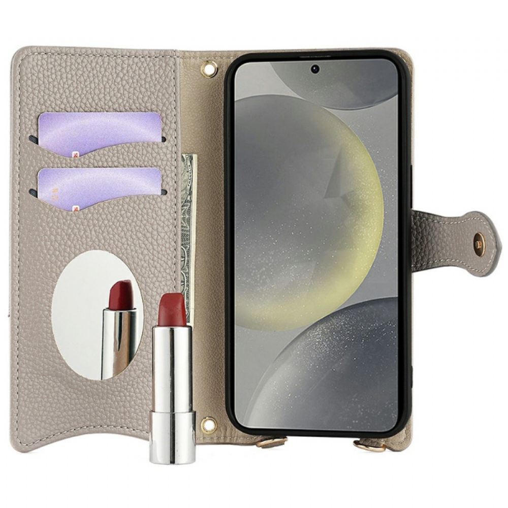 Peněženková Pouzdra Samsung Galaxy S25 5g Kryty Na Mobil Zrcadlo A Řetízek