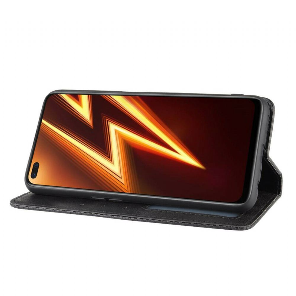 Kryty Na Mobil Na Realme X50 Pro Flipové Pouzdro Stylizovaný Vintage Kožený Efekt