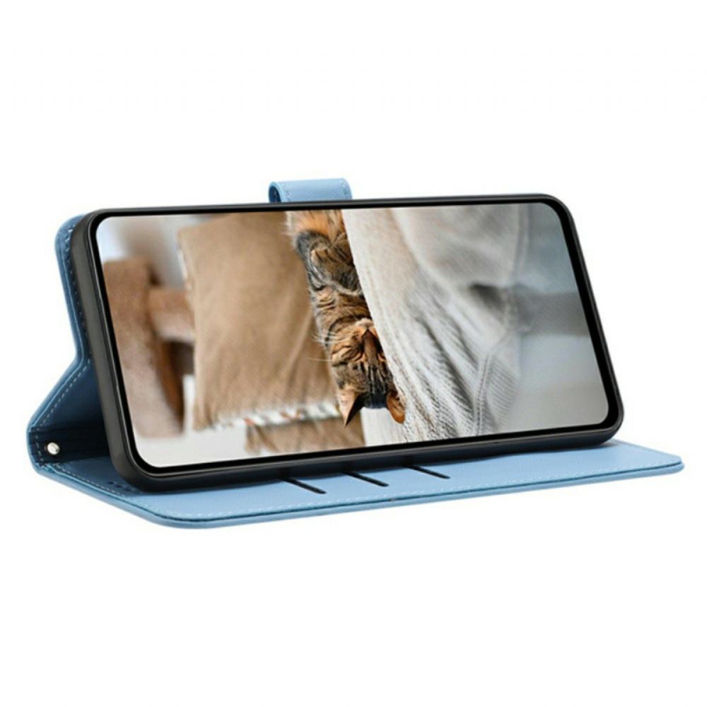 Kožený Kryt Vivo V60 Lite Popruh S Kočičím Vzorem