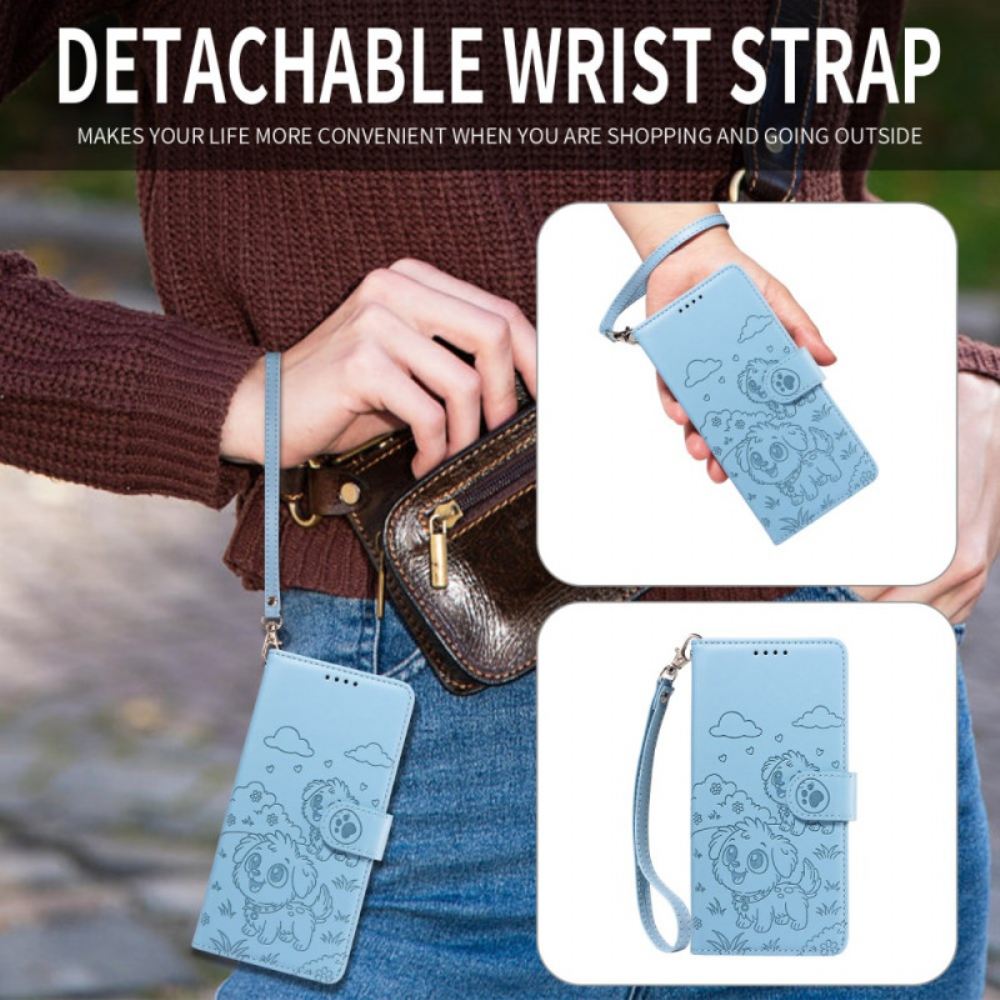 Kožený Kryt Vivo V60 Lite Rfid Ochrana A Psí Vzor