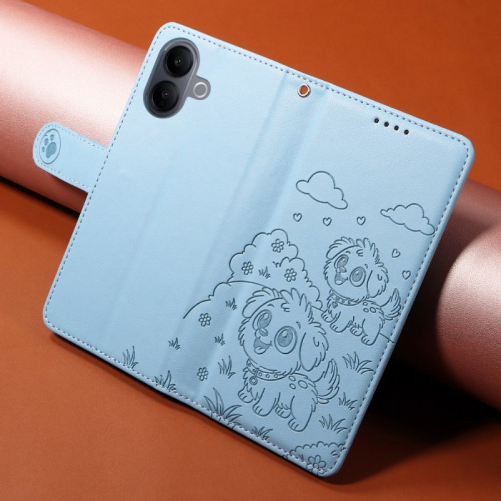 Kožený Kryt Vivo V60 Lite Rfid Ochrana A Psí Vzor