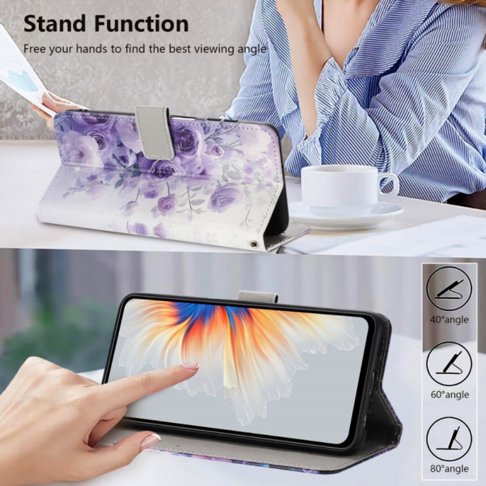 Peněženková Pouzdra Vivo V60 Lite Kryty Na Mobil Fialové Růže