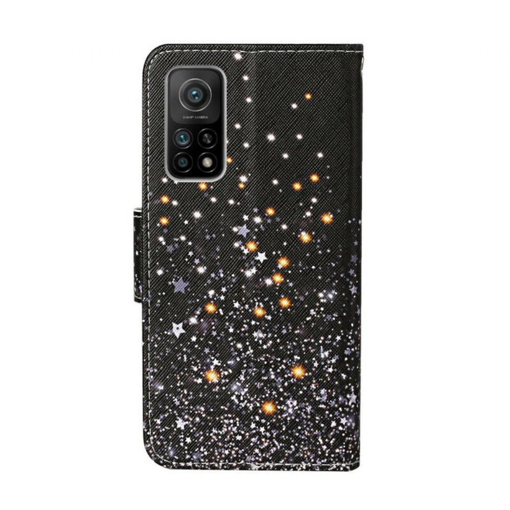 Flipové Pouzdro Na Xiaomi Mi 10T / 10T Pro Hvězdy A Flitry Se Šňůrkou