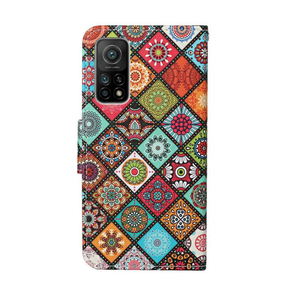 Flipové Pouzdro Na Xiaomi Mi 10T / 10T Pro Patchworkové Mandaly Se Šňůrkou