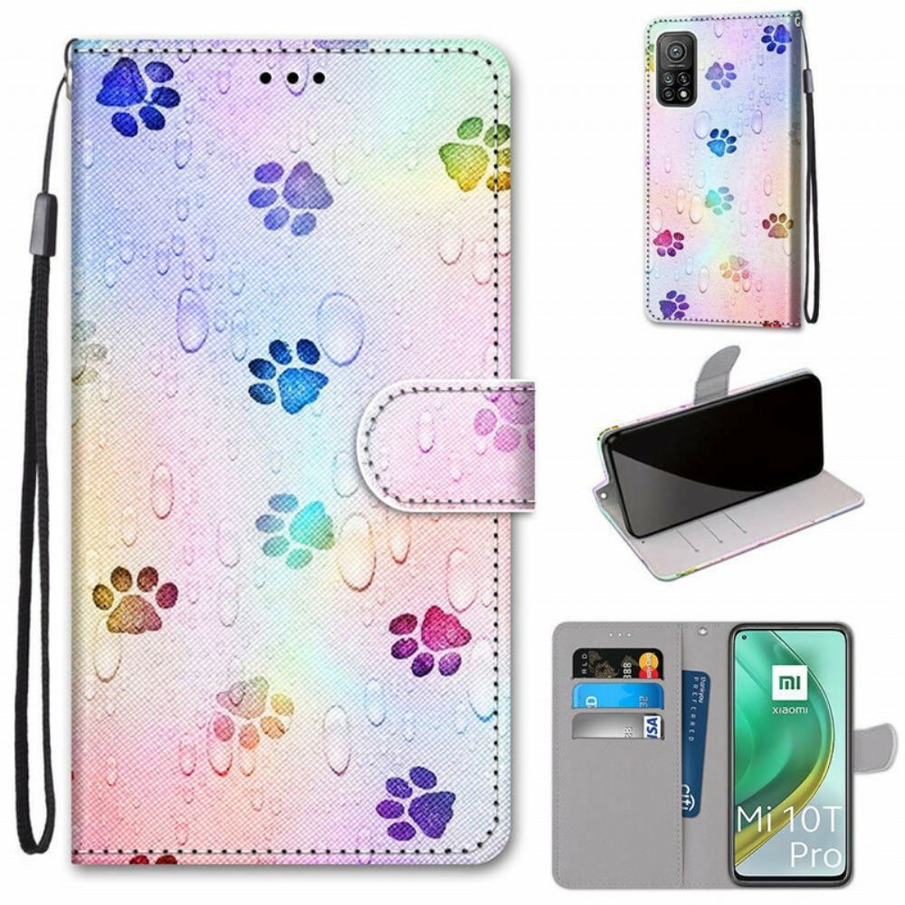 Flipové Pouzdro Na Xiaomi Mi 10T / 10T Pro Stopy V Dešti