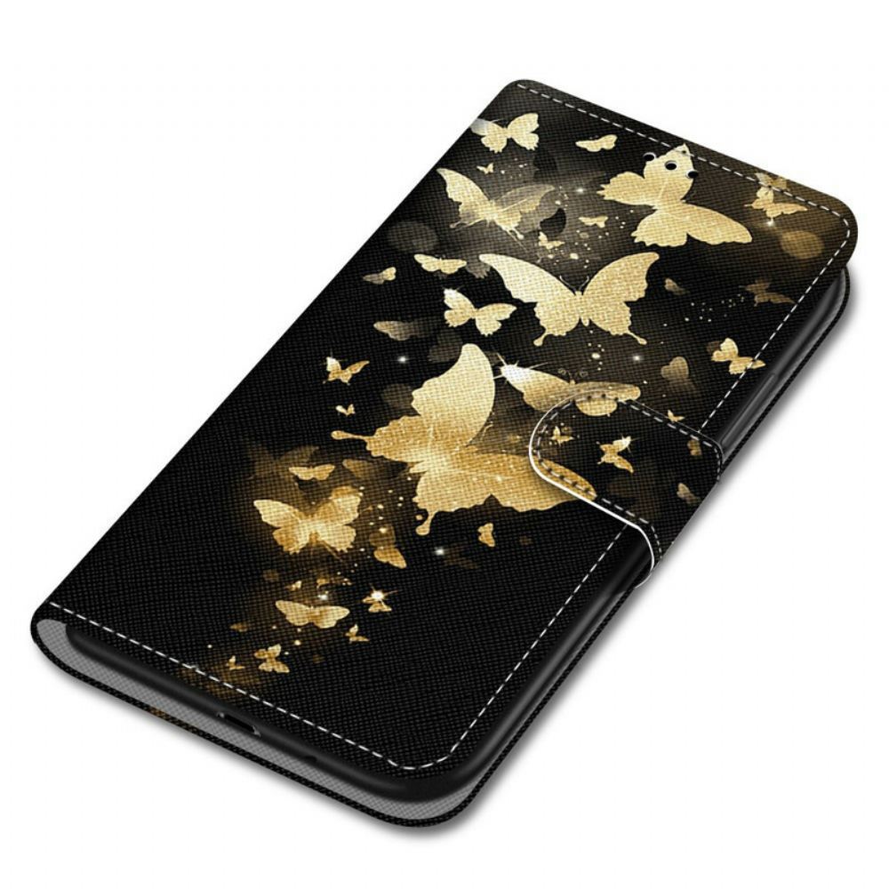 Flipové Pouzdro Na Xiaomi Mi 10T / 10T Pro Zlatí Motýli