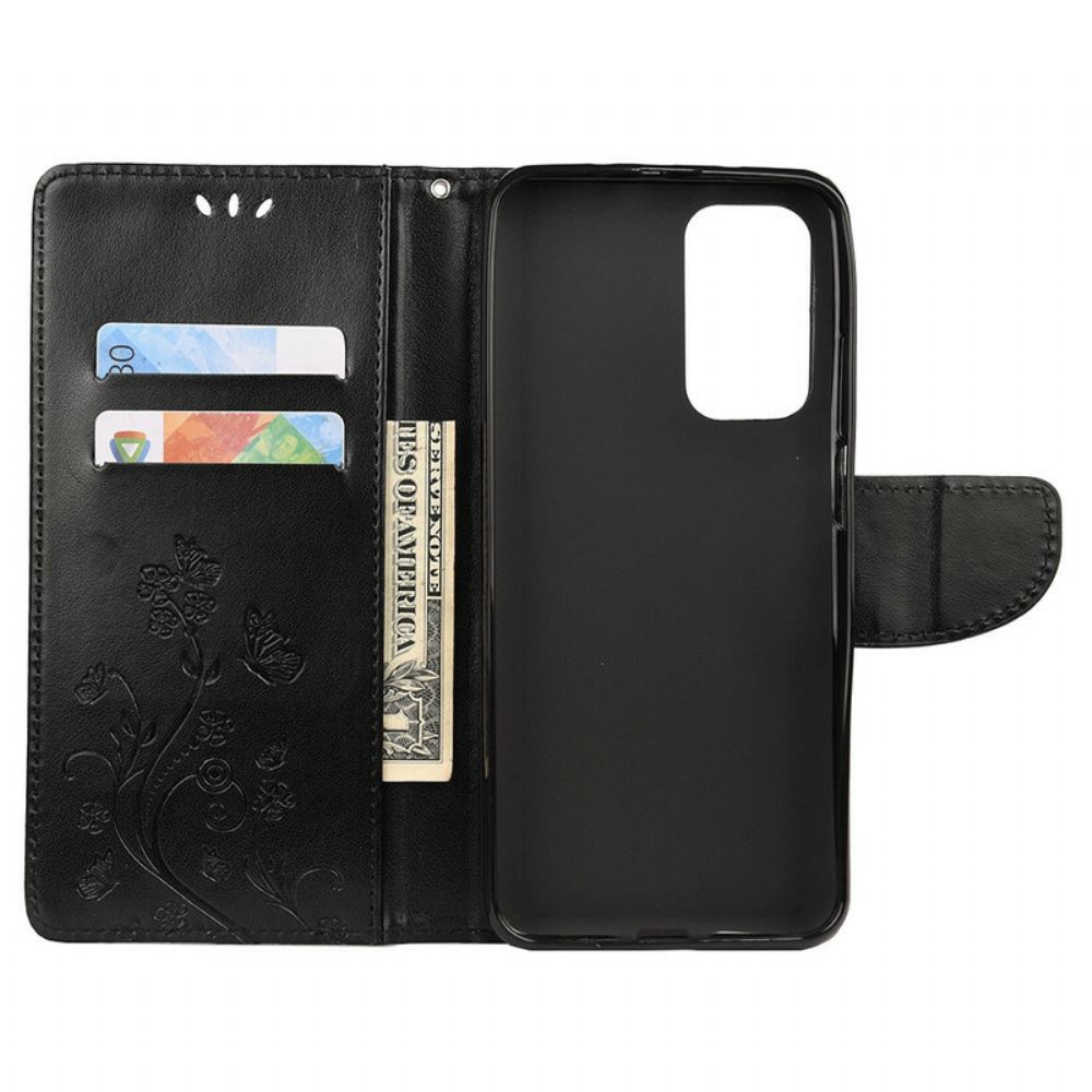 Kožené Pouzdro Na Xiaomi Mi 10T / 10T Pro Asijští Motýli A Květiny