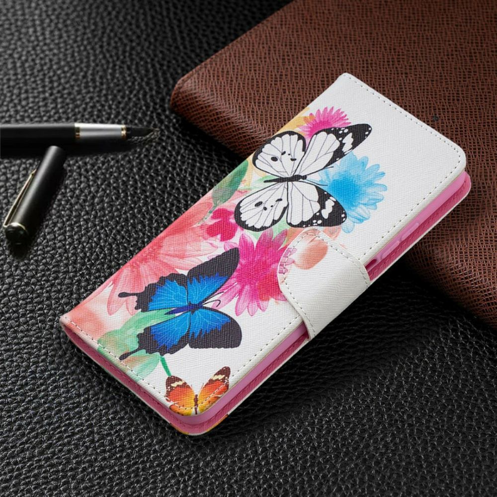 Kožené Pouzdro Na Xiaomi Mi 10T / 10T Pro Malovaní Motýli