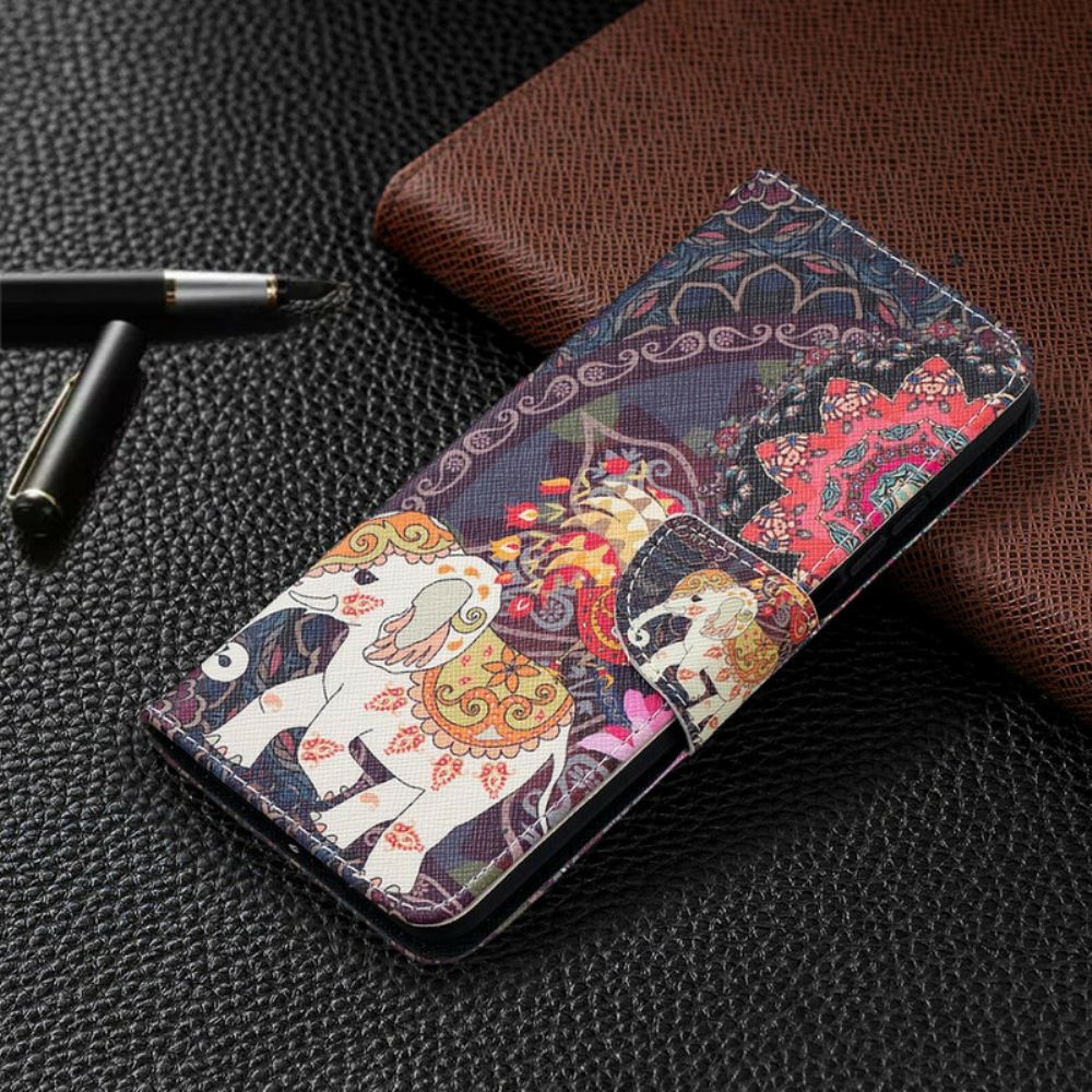 Kožené Pouzdro Na Xiaomi Mi 10T / 10T Pro Sloni Indičtí