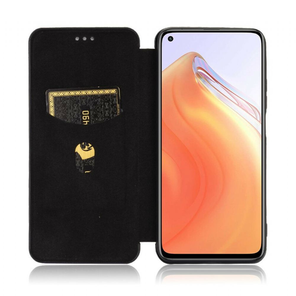 Kryty Na Mobil Na Xiaomi Mi 10T / 10T Pro Flipové Pouzdro Uhlíkové Vlákno S Opěrným Kroužkem