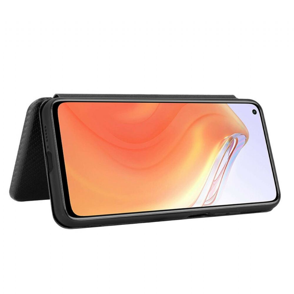 Kryty Na Mobil Na Xiaomi Mi 10T / 10T Pro Flipové Pouzdro Uhlíkové Vlákno S Opěrným Kroužkem