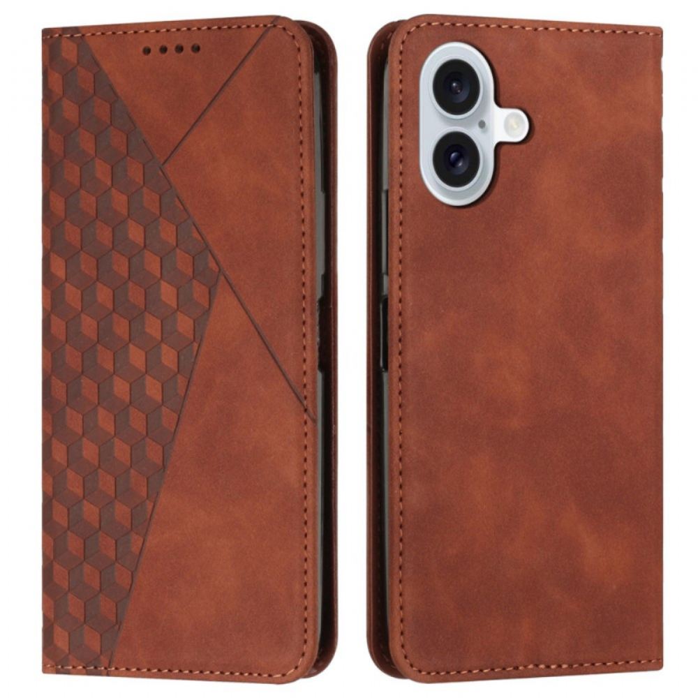 Kožené Pouzdro Folio iPhone 16 Plus Diamantový Vzor