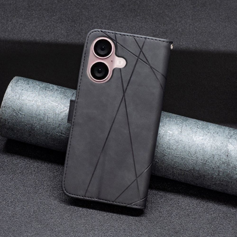 Kožený Kryt iPhone 16 Plus Binfen Color Geometrický Vzor
