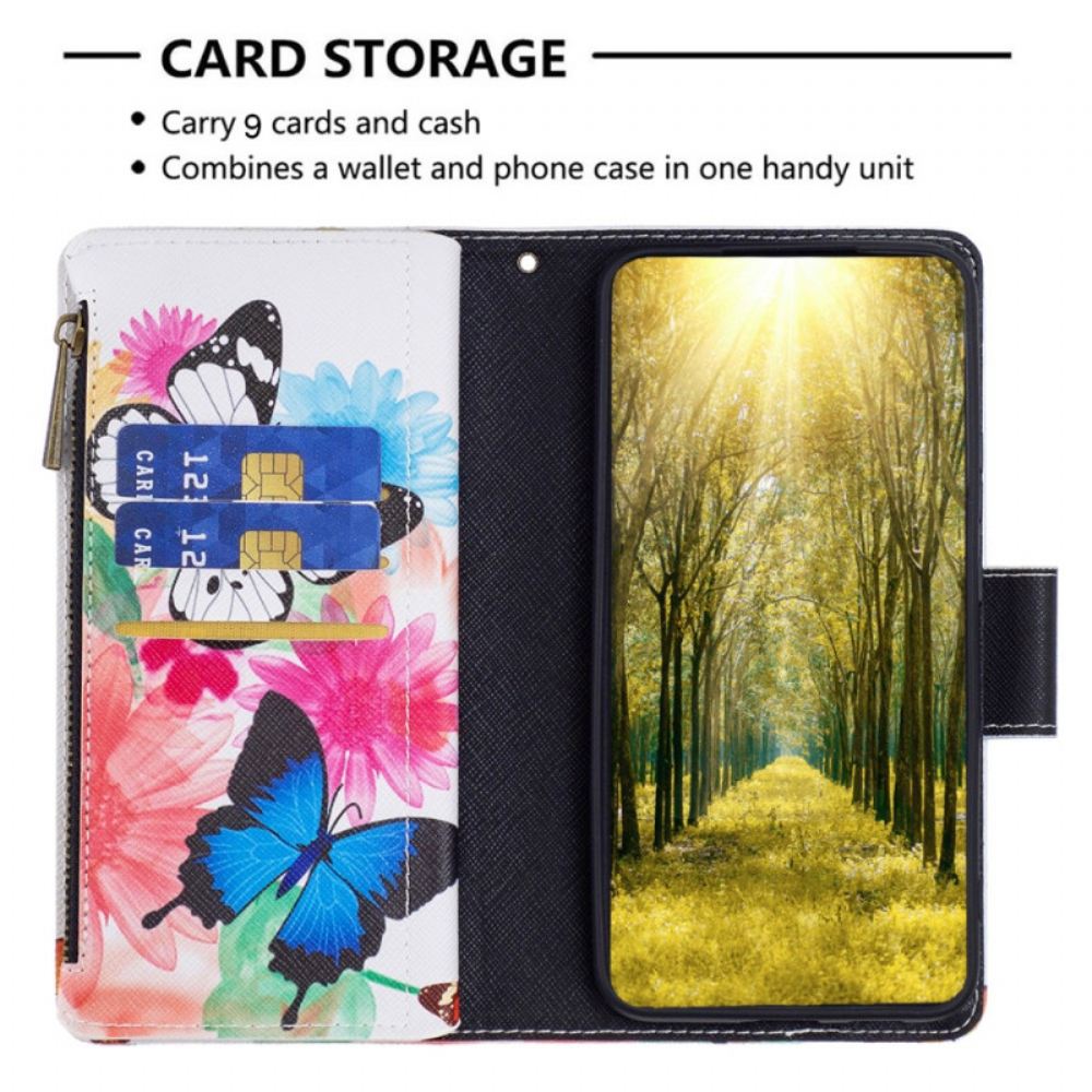 Kožený Kryt iPhone 16 Plus Dva Motýli S Popruhem
