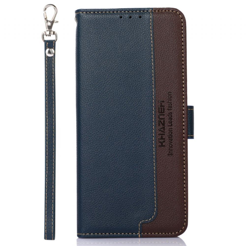 Kožený Kryt iPhone 16 Plus Khazneh Bicolor Blokování Rfid
