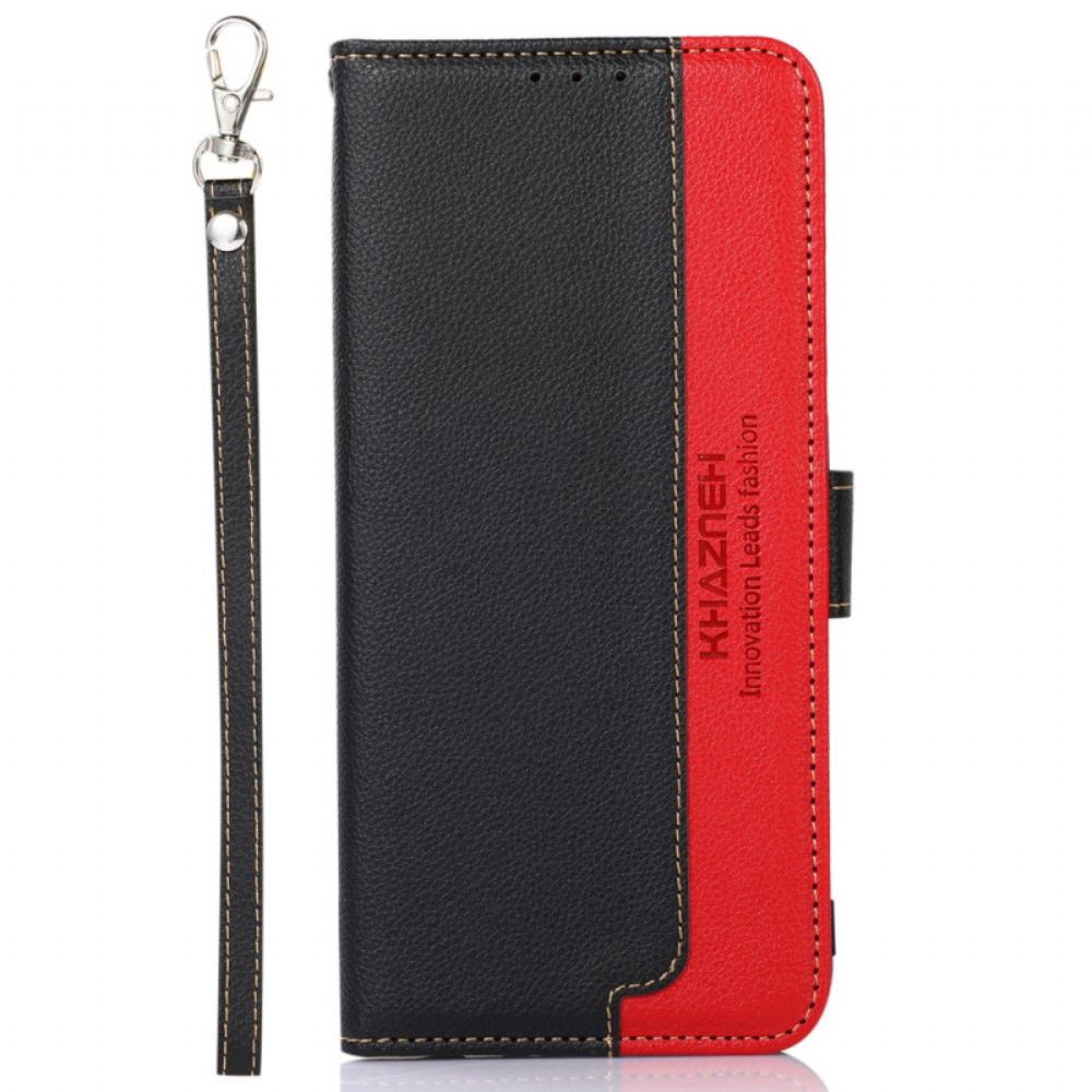 Kožený Kryt iPhone 16 Plus Khazneh Bicolor Blokování Rfid