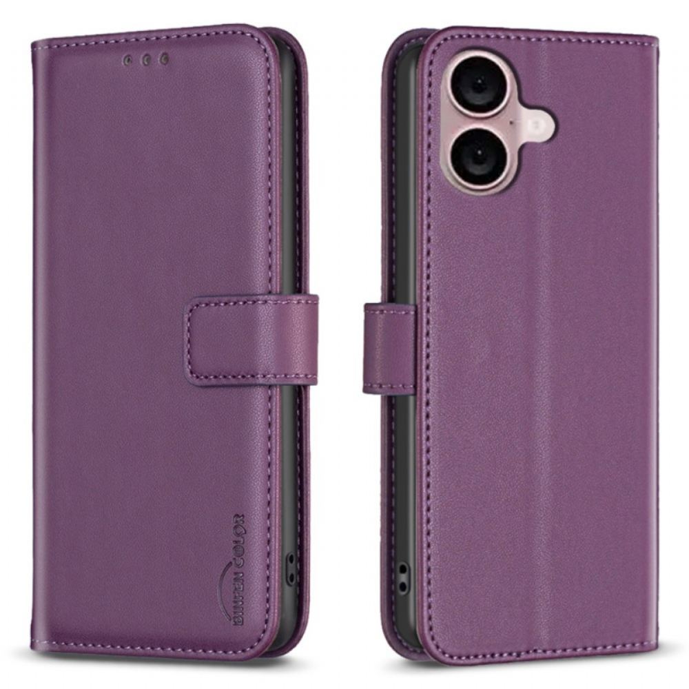 Kožený Kryt iPhone 16 Plus Klasická Barva Binfen