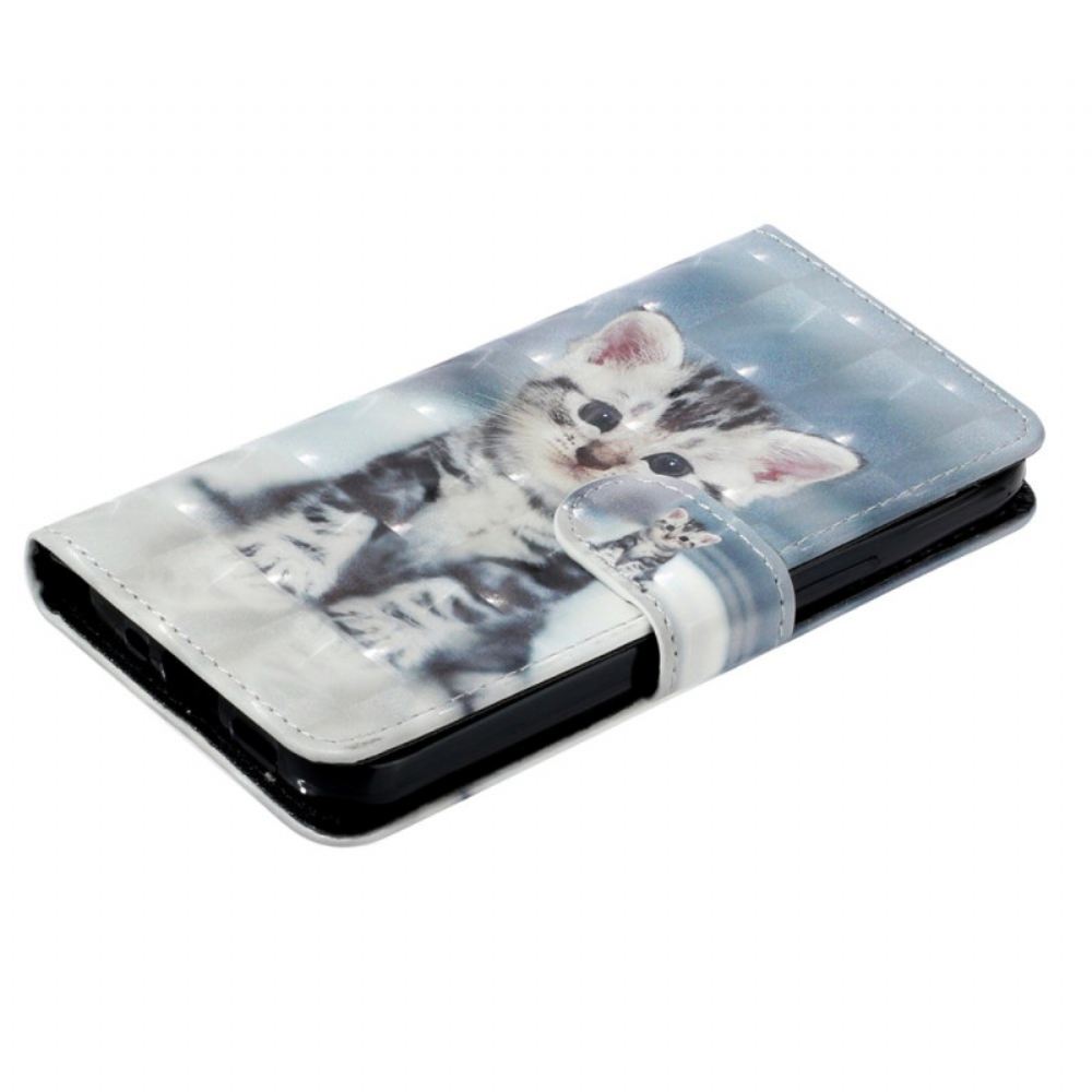 Kožený Kryt iPhone 16 Plus Kotě S Popruhem