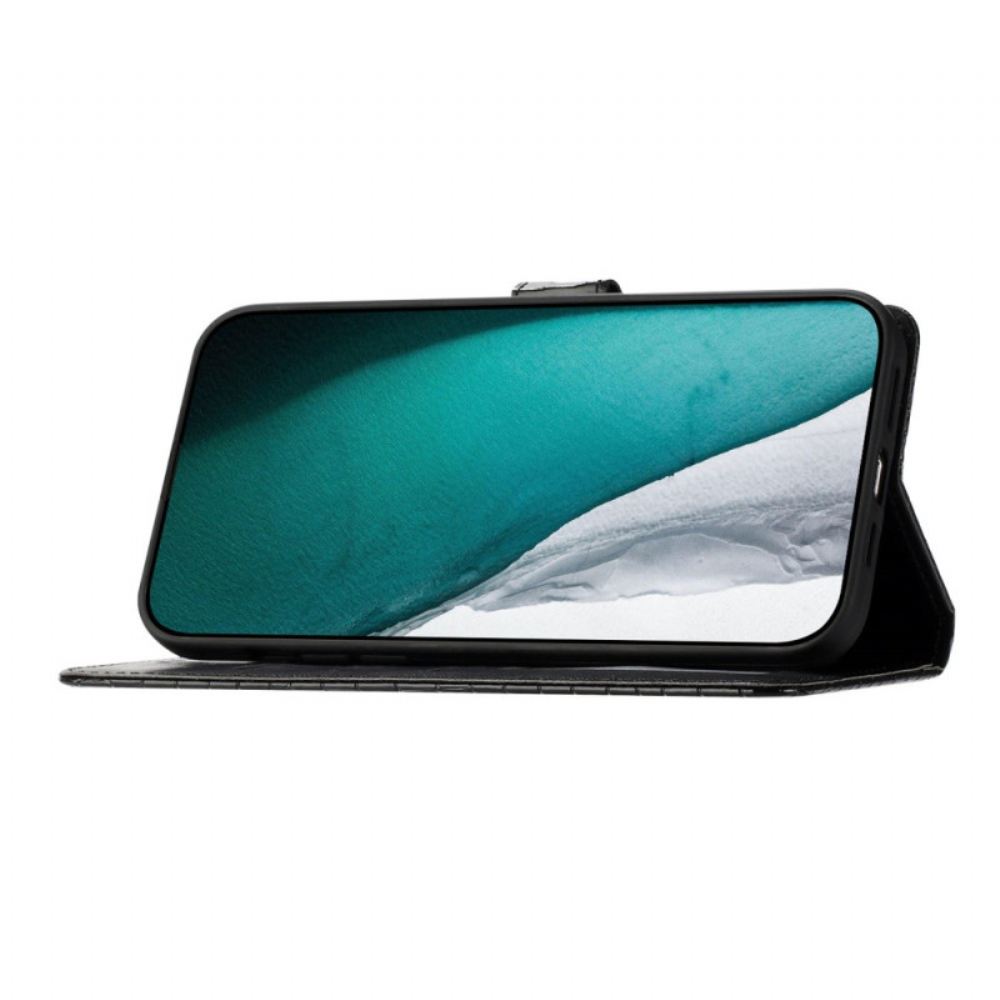 Kožený Kryt iPhone 16 Plus Krokodýlí Styl S Popruhem