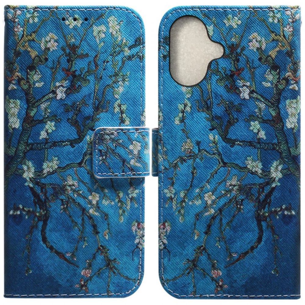 Kožený Kryt iPhone 16 Plus Květy Meruněk