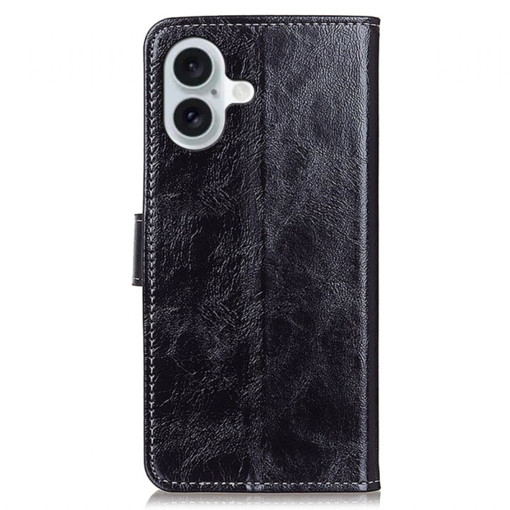 Kožený Kryt iPhone 16 Plus Lesklá Umělá Kůže
