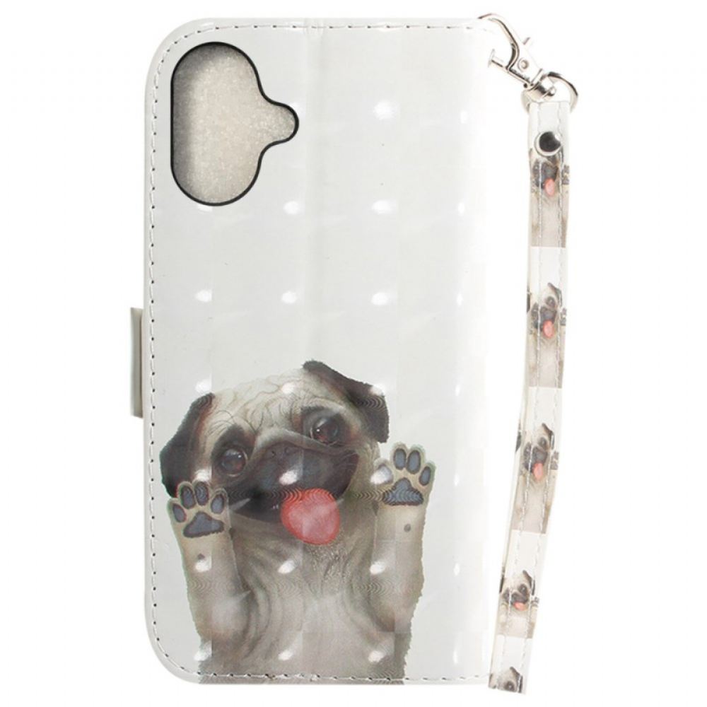 Kožený Kryt iPhone 16 Plus Mops S Popruhy