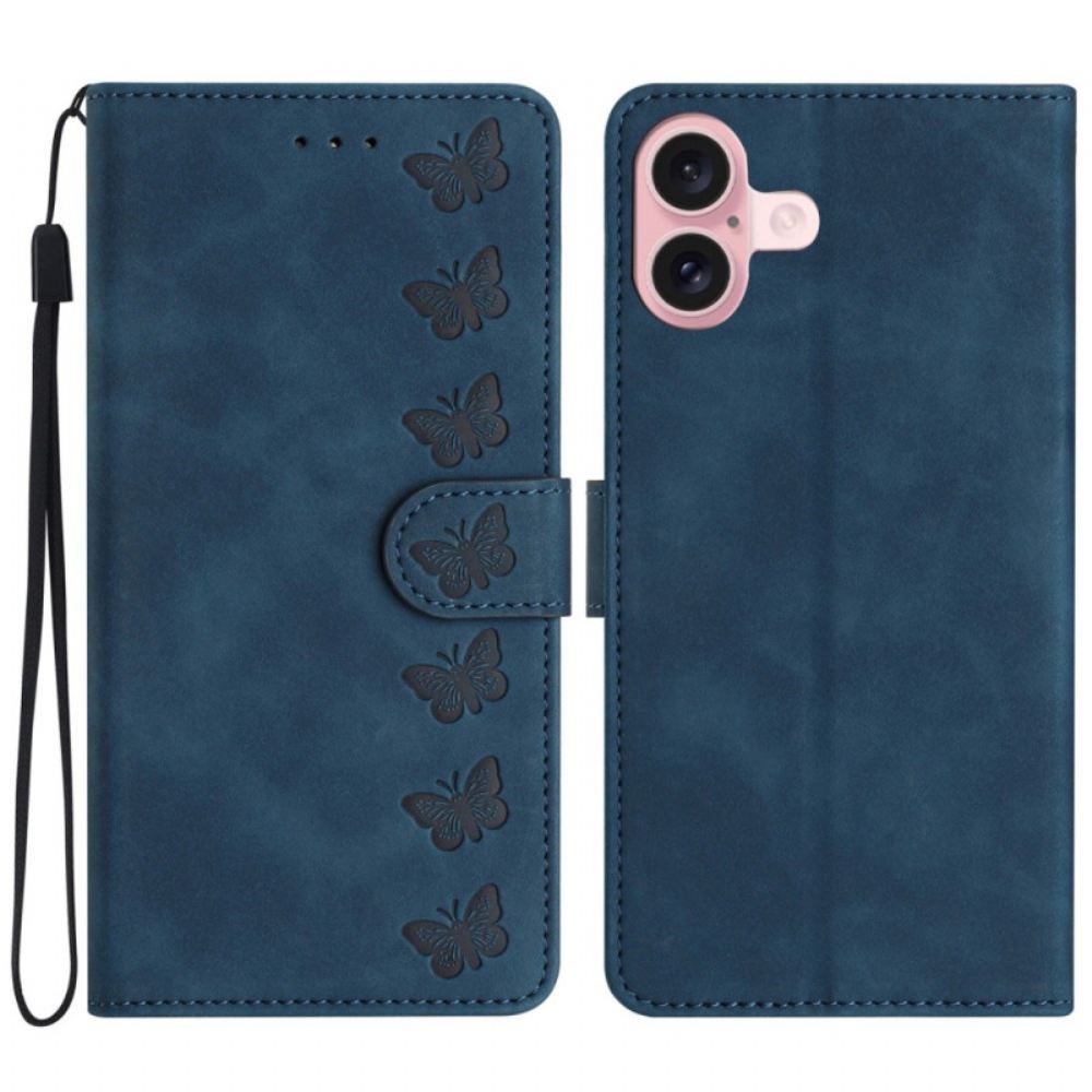Kožený Kryt iPhone 16 Plus Motýlí Vlys