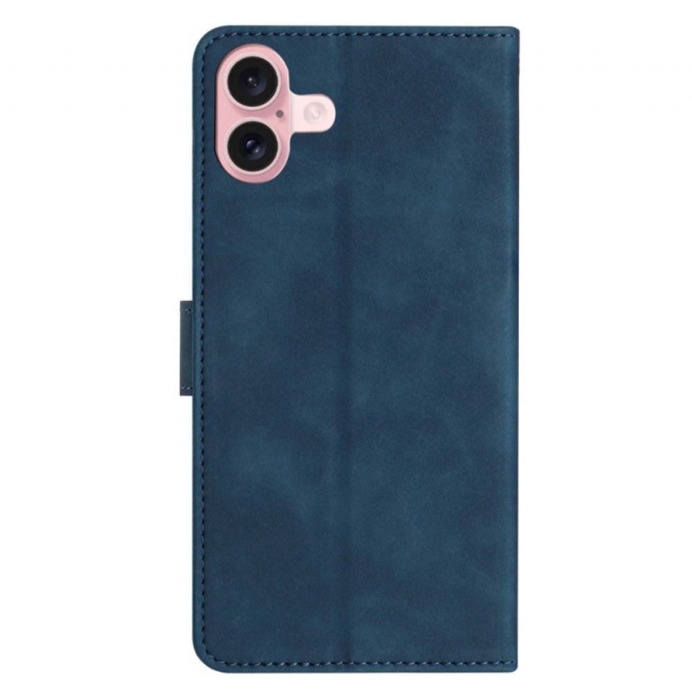 Kožený Kryt iPhone 16 Plus Motýlí Vlys
