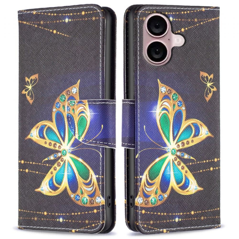 Kožený Kryt iPhone 16 Plus Motýlí Šperky