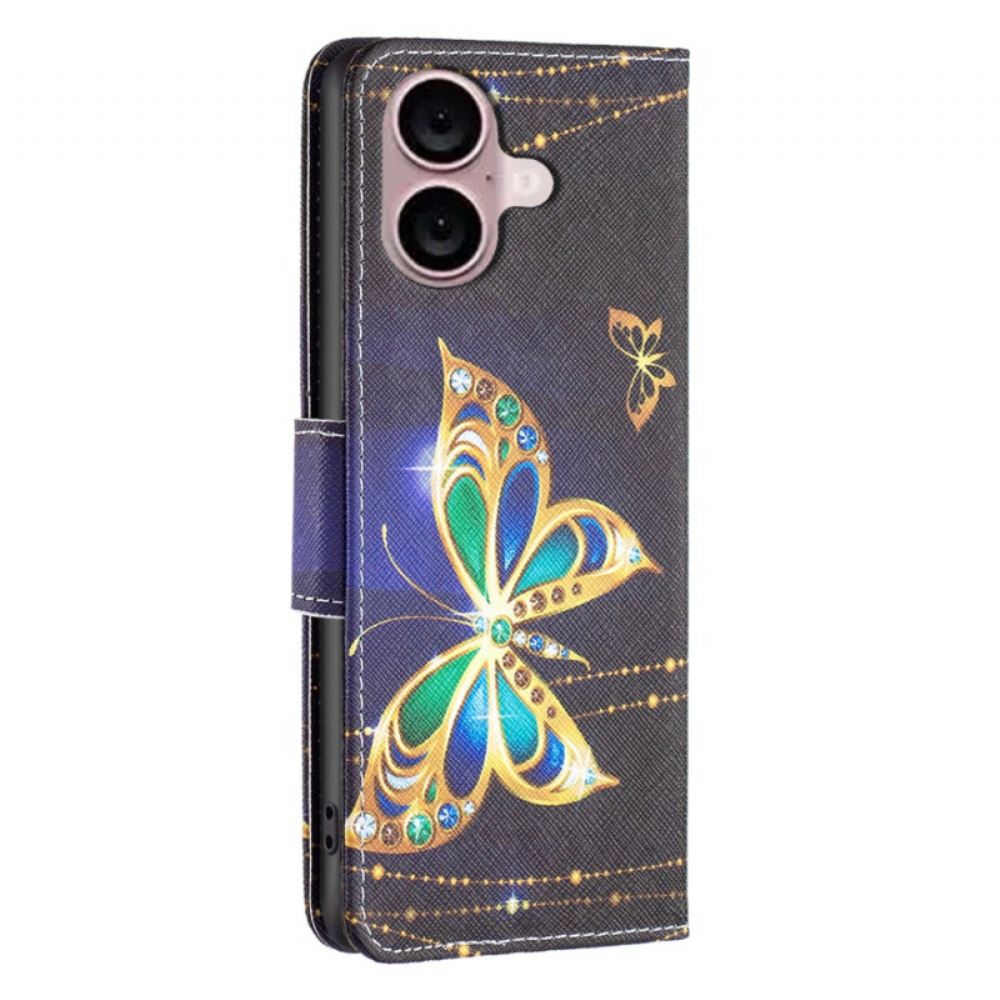 Kožený Kryt iPhone 16 Plus Motýlí Šperky