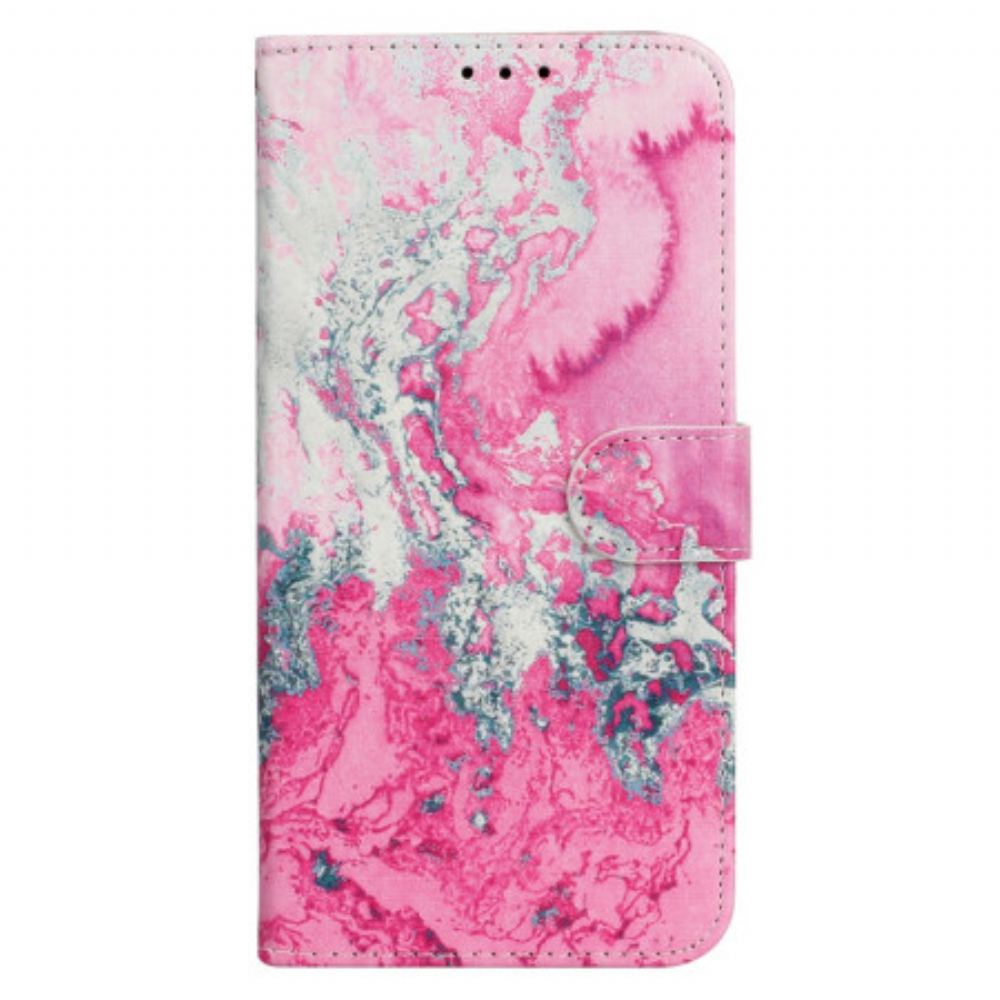 Kožený Kryt iPhone 16 Plus Námořnický Růžový Mramor