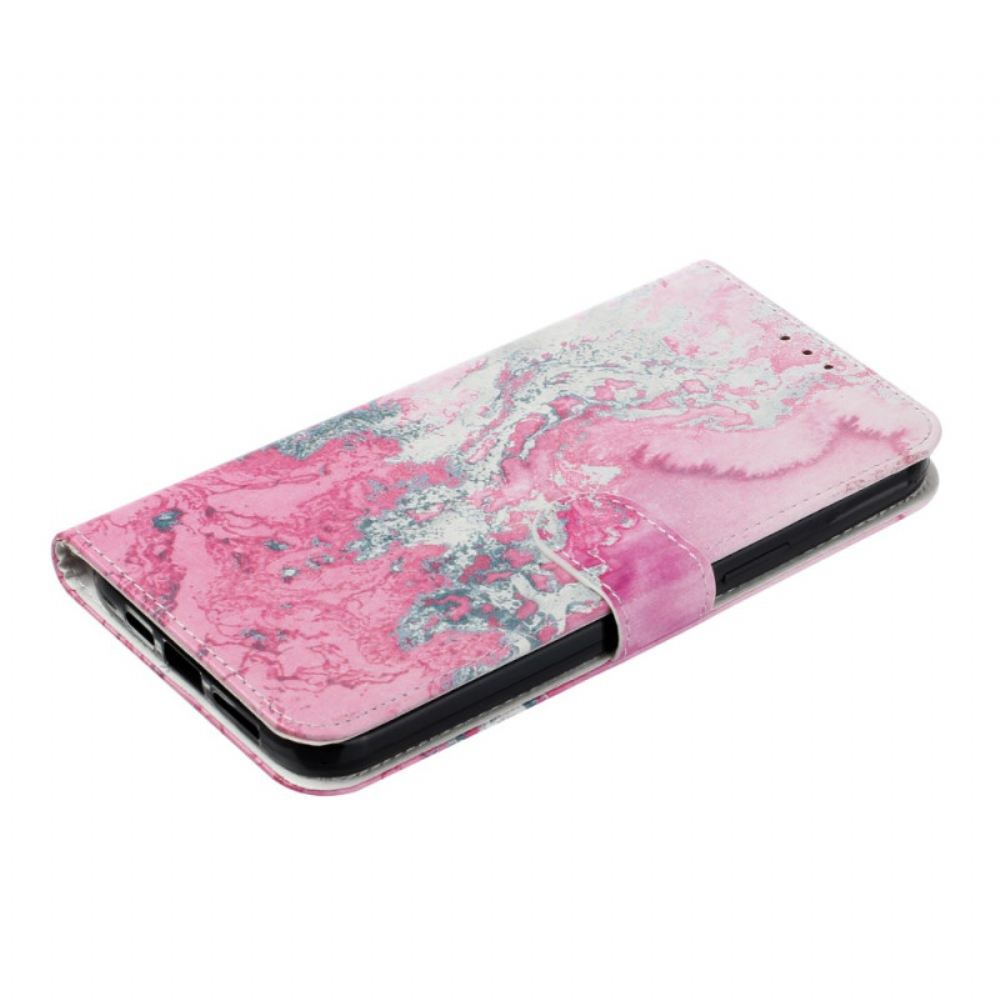 Kožený Kryt iPhone 16 Plus Námořnický Růžový Mramor