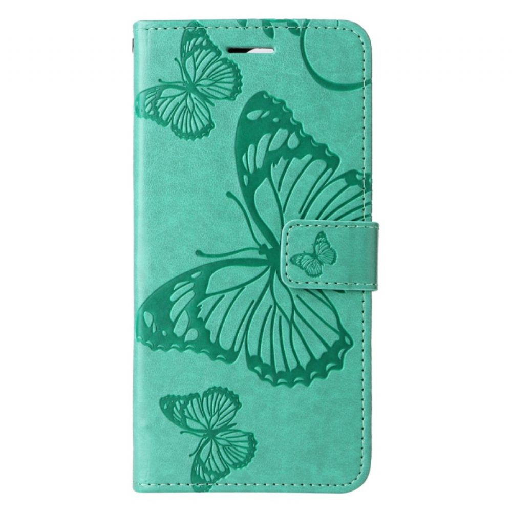 Kožený Kryt iPhone 16 Plus Obří Motýli S Popruhem