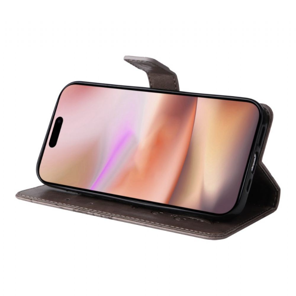 Kožený Kryt iPhone 16 Plus Obří Motýli S Popruhem