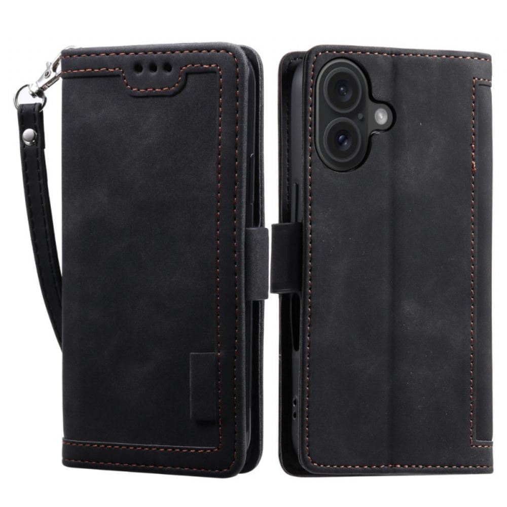 Kožený Kryt iPhone 16 Plus Ochrana Ve Stylu Vintage