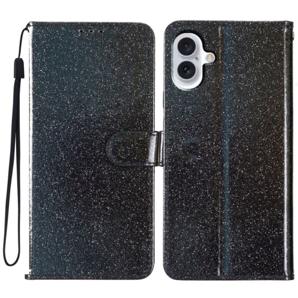 Kožený Kryt iPhone 16 Plus Páskové Flitry