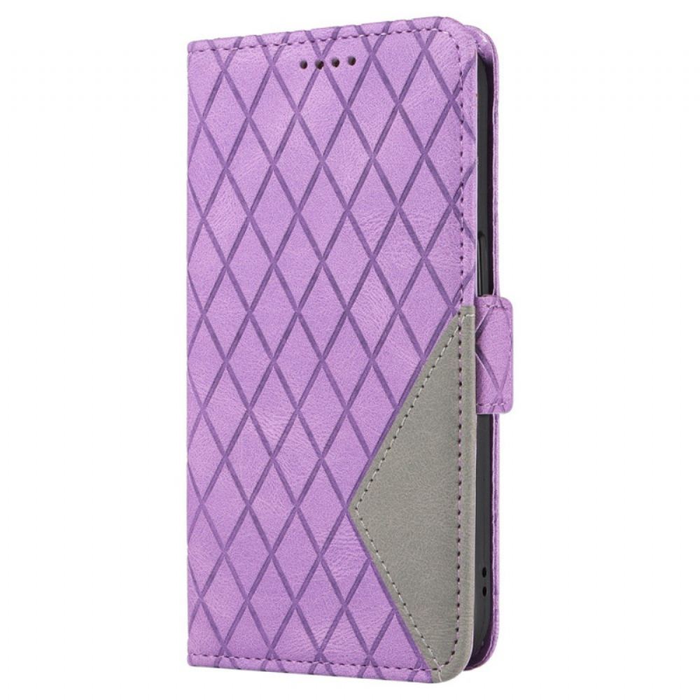 Kožený Kryt iPhone 16 Plus Páskový Diamantový Vzor
