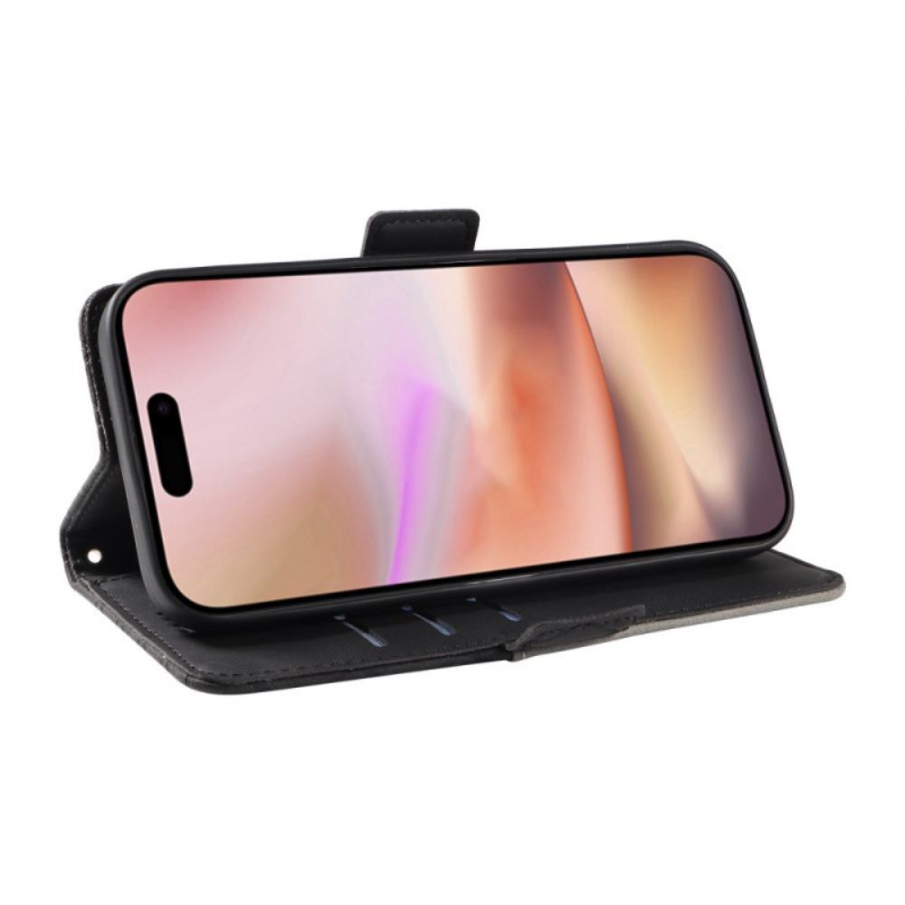 Kožený Kryt iPhone 16 Plus Páskový Diamantový Vzor