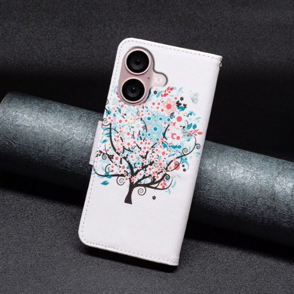 Kožený Kryt iPhone 16 Plus Rozkvetlý Strom